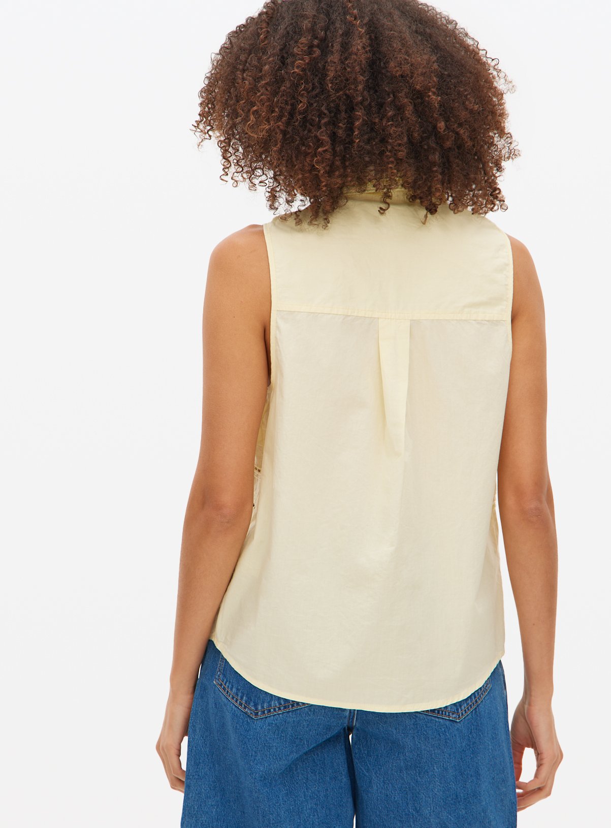 Light Yellow Broderie Detail Sleeveless Shirt 12 - Image 4 thumbnail